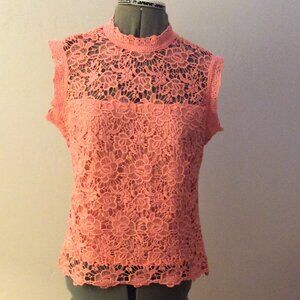 Nanette Lepore Salmon Lace Zipper-back Top